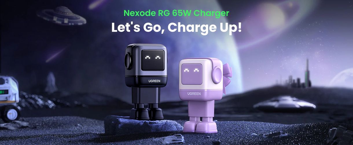 Wall Quick Charger Nexode Robot GaN 65W USB-A + 2xUSB-C QC4.0+ PD3.0, Black UGREEN/25685B 6941876236688