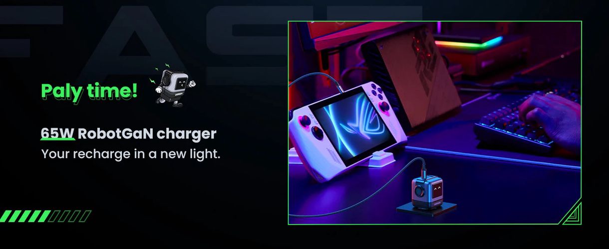 Wall Quick Charger Nexode Robot GaN 65W USB-A + 2xUSB-C QC4.0+ PD3.0, Black UGREEN/25685B 6941876236688