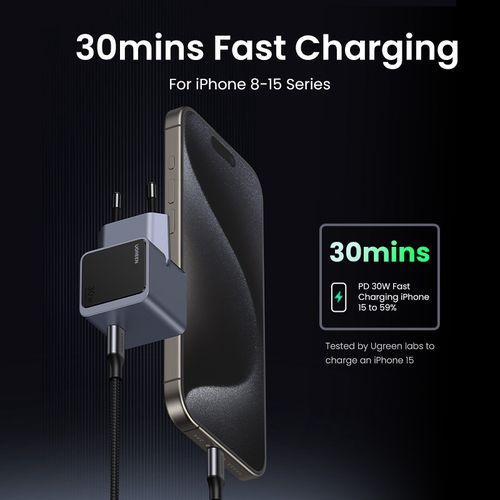 Wall Quick Charger Nexode S GaN 30W USB-C QC4.0+ PD3.0, Grey UGREEN/35041