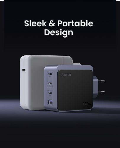 Wall Quick Charger Nexode S GaN 100W USB-A + 3xUSB-C QC4.0+ PD3.0, Grey UGREEN/35043