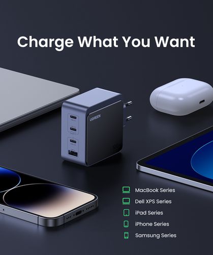 Wall Quick Charger Nexode S GaN 100W USB-A + 3xUSB-C QC4.0+ PD3.0, Grey UGREEN/35043