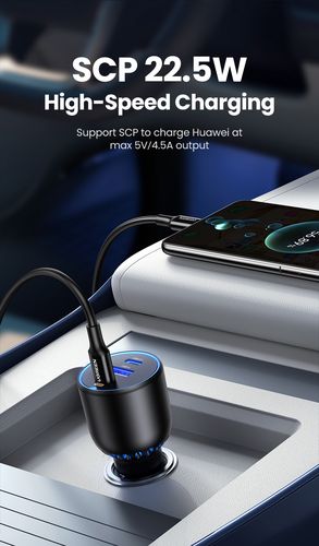 Automobilinis įkroviklis 130W 12-24V USB-A + 2xUSB-C QC3.0 PD3.0, pilkas UGREEN/90413