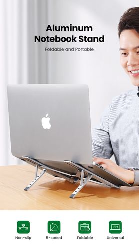 Foldable Desk Stand for Notebook (up to 17.3", Height Adjustment), Silver UGREEN/40289 6957303842896