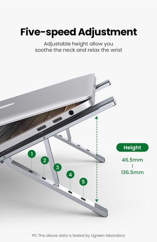 Foldable Desk Stand for Notebook (up to 17.3", Height Adjustment), Silver UGREEN/40289 6957303842896