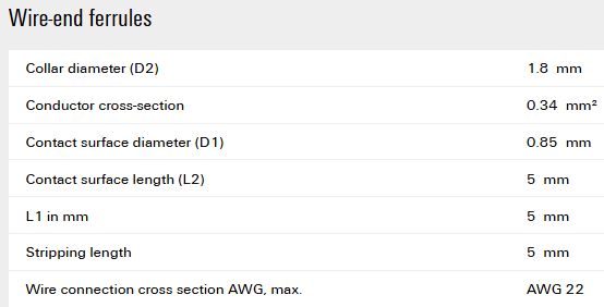 Uzgalis vadam neizolēts 0.34mm² 5mm, 1475640000 Weidmuller H0.34/5 4050118282238