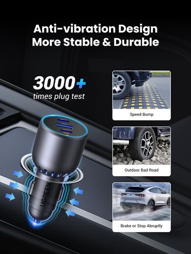 Automobilinis įkroviklis 75W 12-24V USB-A + 2xUSB-C QC3.0 PD3.0, pilkas UGREEN/35024 6941876230242