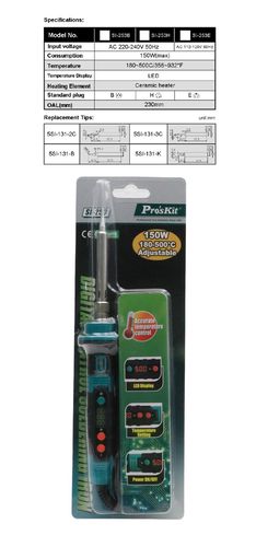 Lituoklis su reguliuojama temperatūra 150W, Proskit SI-253B 4711552169522