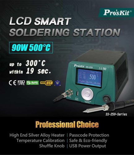LCD išmani litavimo stotelė 90W, ESD, Pro'sKit SS-259B 4711552159653
