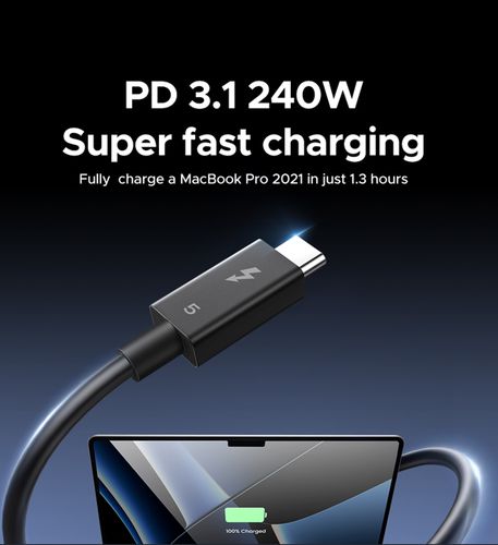Kabelis USB C  - USB C USB4, Thunderbolt™ 5 240W 1m 40Gbps 16K@60Hz L703 UGREEN UGREEN/45996 6941876249961