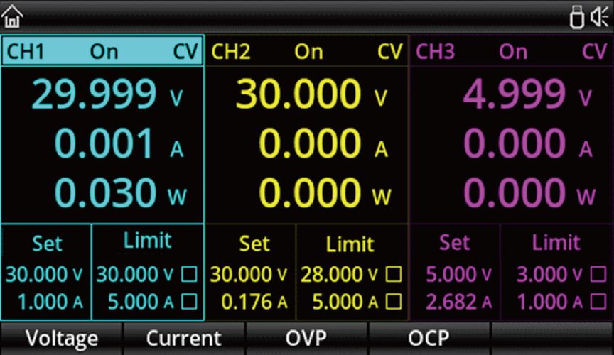 Programuojamas DC maitinimo šaltinis, 4kanalai, 328W, CH1/CH2:0~30V/5A CH3:0~6V/3A, CH4:5V, 2A, 10mV, 1mA RS232, RS485, USB, LAN, UNI-T UDP3305S-E 6935750533451