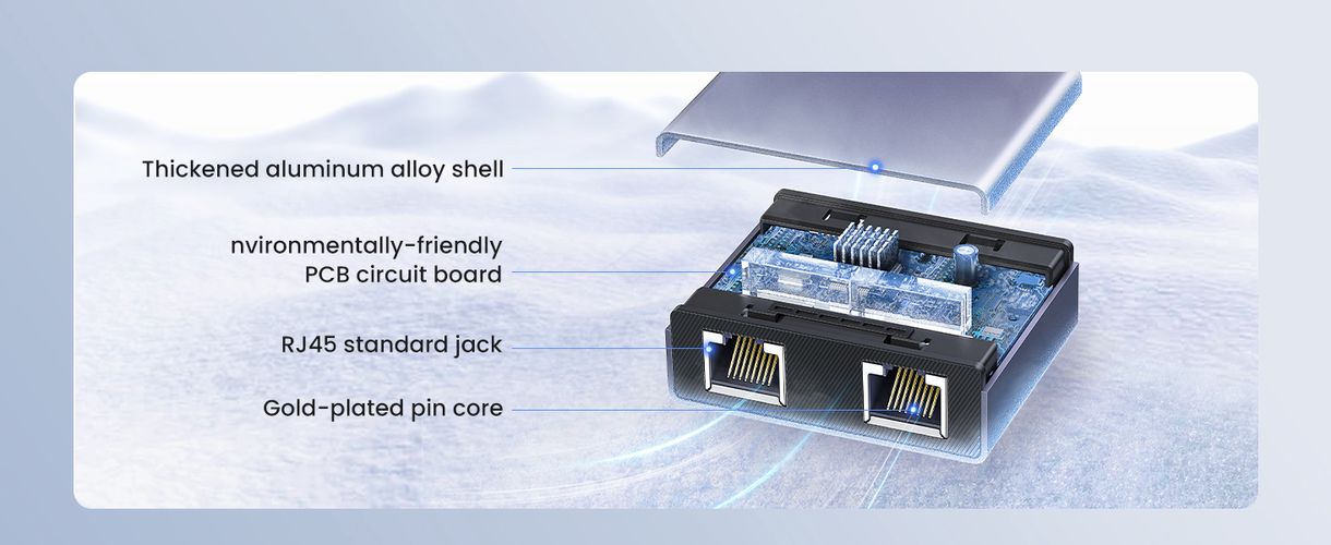 Gigabit Ethernet Splitter 1 to 2 RJ45 (8P8C), Silver UGREEN/45311 6941876243112