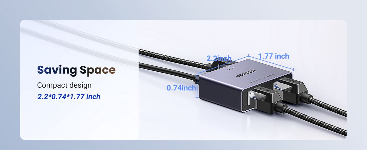 Gigabit Ethernet Splitter 1 to 2 RJ45 (8P8C), Silver UGREEN/45311 6941876243112