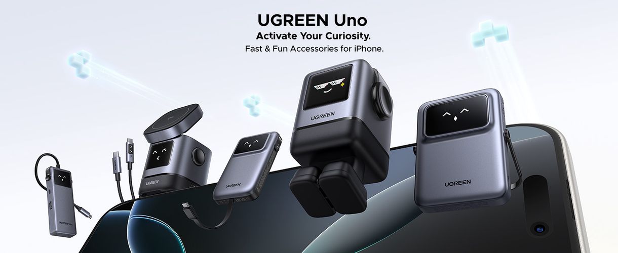 Настенное быстрое зарядное устройство Uno GaN 100W USB-A + 3xUSB-C QC4.0+ PD3.0, серый UGREEN/45515B 6941876249787