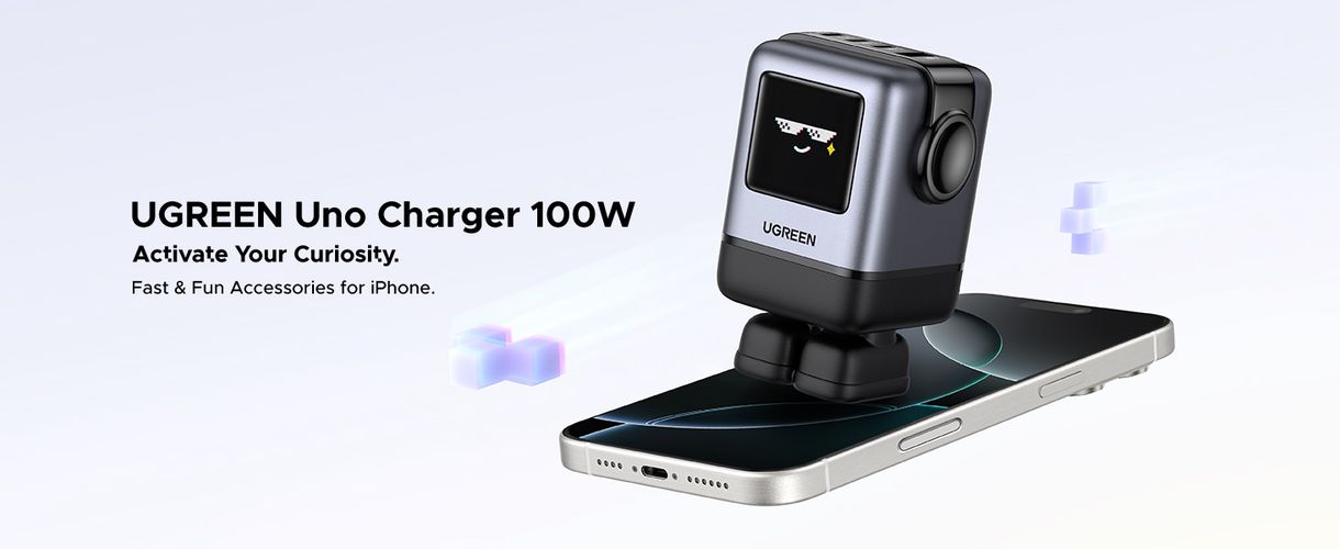 Настенное быстрое зарядное устройство Uno GaN 100W USB-A + 3xUSB-C QC4.0+ PD3.0, серый UGREEN/45515B 6941876249787