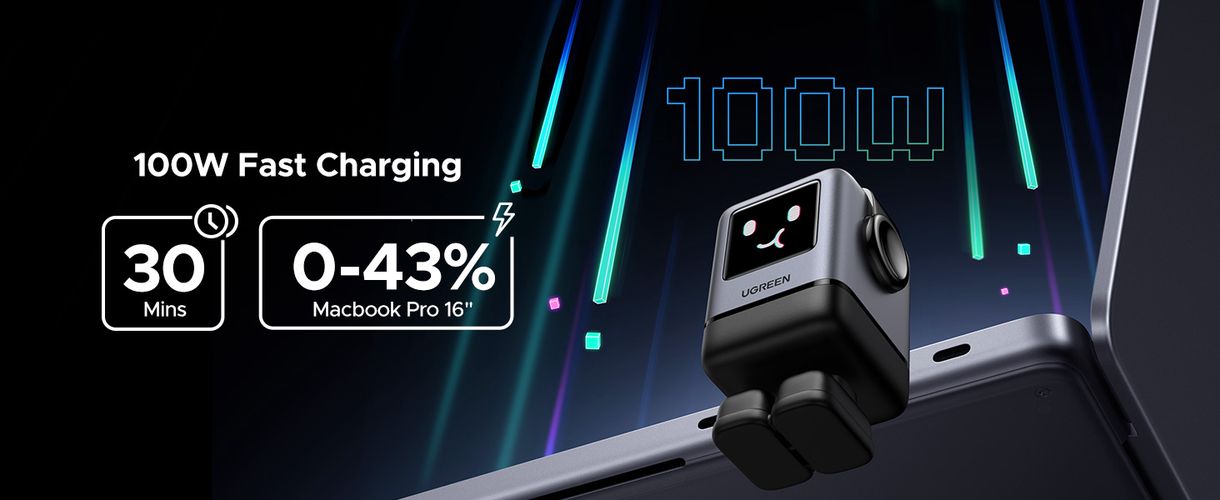 Настенное быстрое зарядное устройство Uno GaN 100W USB-A + 3xUSB-C QC4.0+ PD3.0, серый UGREEN/45515B 6941876249787