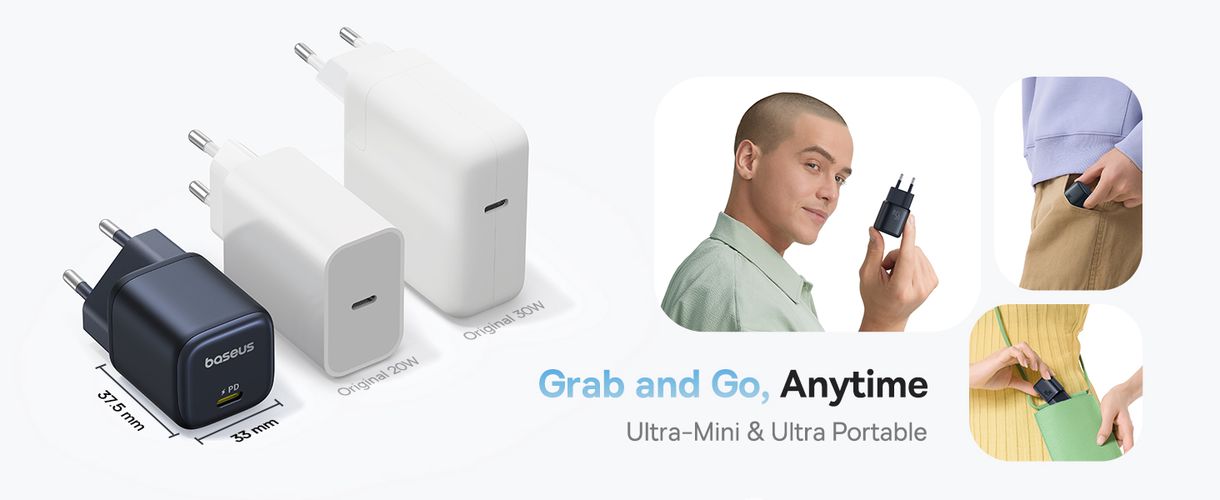 Wall Fast Charger PicoGo GaN 45W USB-C QC PD, Black P10176800123-00 6932172678364