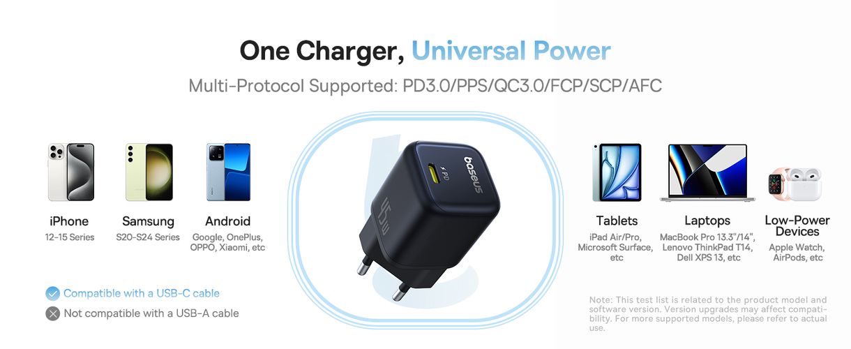 Wall Fast Charger PicoGo GaN 45W USB-C QC PD, Black P10176800123-00 6932172678364