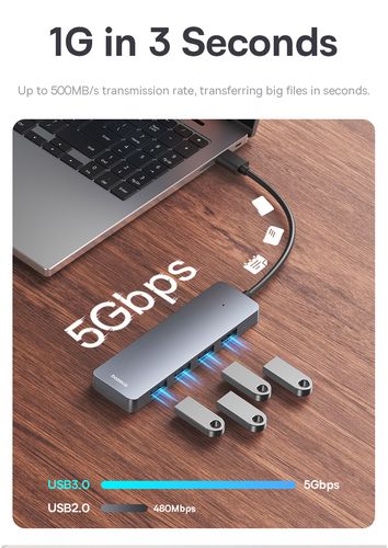 Šakotuvas USB-A 4 prievadų (USB 3.0) 15cm, pilkas B0005280B811-00 6932172636470