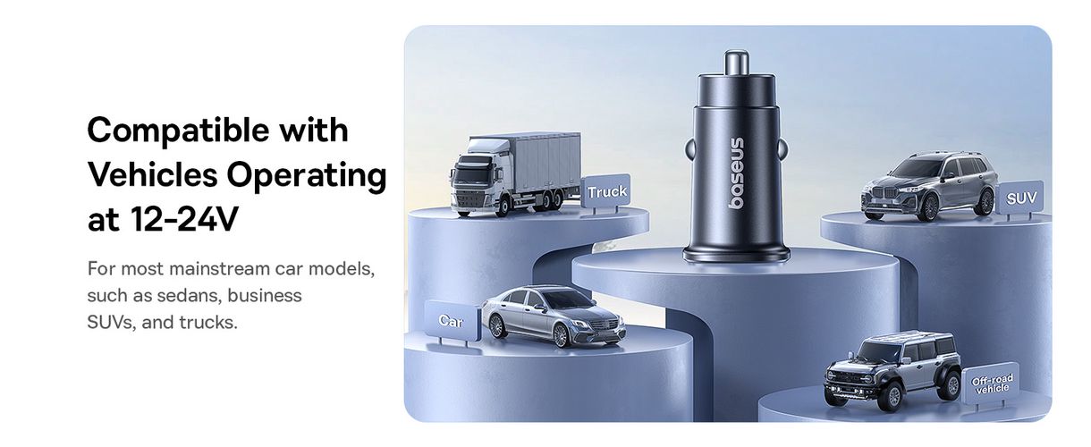 Automobilinis įkroviklis GoTrip 30W 12-24V USB-A + USB-C QC PD, juodas C00072300123-00 6932172687236