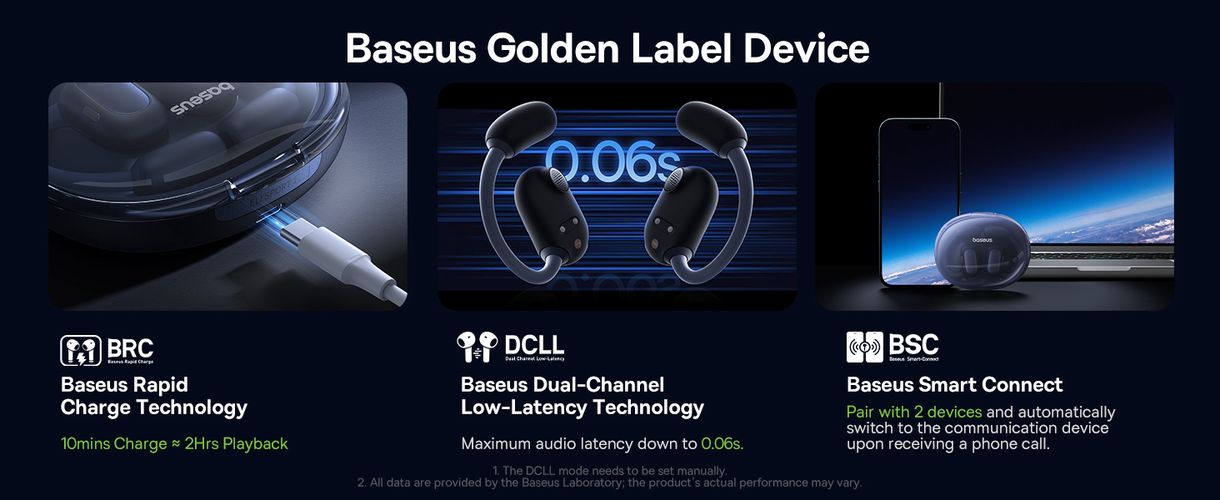 Belaidės Bluetooth 5.3 ausinės Eli Sport 1 su įkrovimo dėklu, juodos A00064400121-00 6932172648275