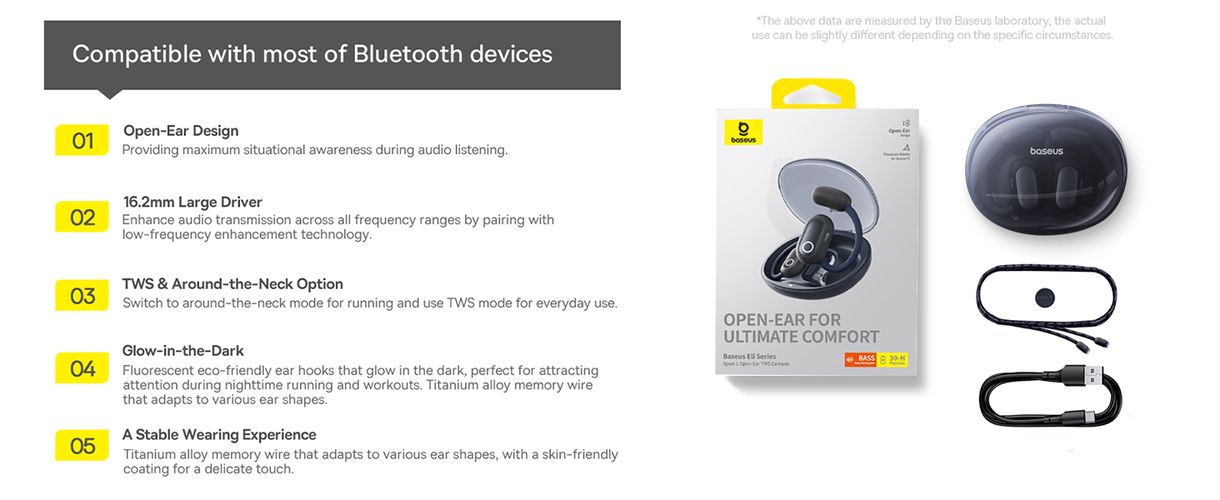 Belaidės Bluetooth 5.3 ausinės Eli Sport 1 su įkrovimo dėklu, juodos A00064400121-00 6932172648275