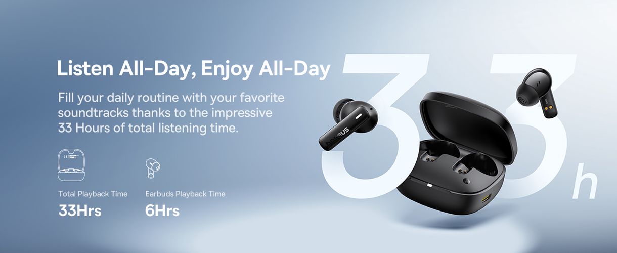 True Wireless Bluetooth 5.3 Earphones Bowie E19 with Charging Case, Black A00069600113-00 6932172655969