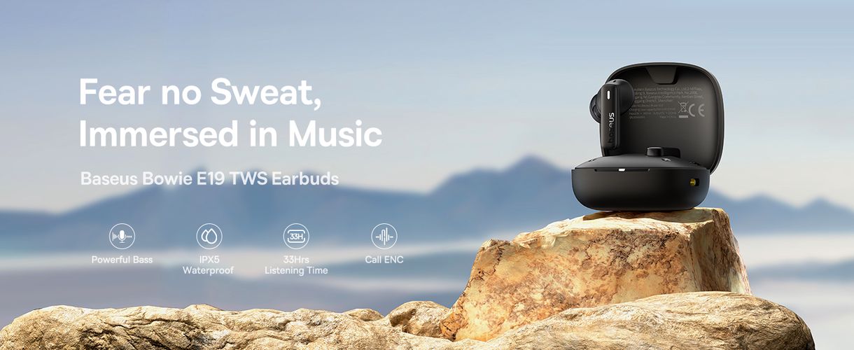 True Wireless Bluetooth 5.3 Earphones Bowie E19 with Charging Case, Black A00069600113-00 6932172655969