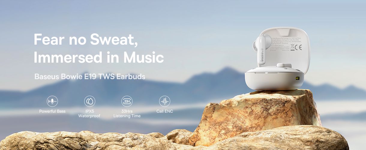 Tõelised juhtmevabad Bluetooth 5.3 kõrvaklapid Bowie E19 koos laadimiskohvriga, valge A00069600223-00 6932172655976