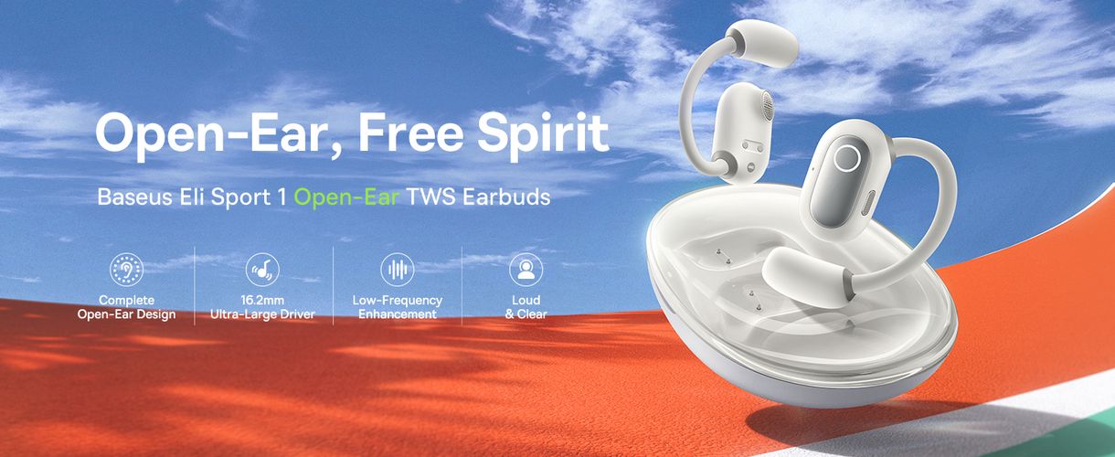Avatud kõrvaklapid Eli Sport 1 True Wireless Bluetooth 5.3 kõrvaklapid koos laadimiskohvriga, valge A00064400221-00 6932172648268