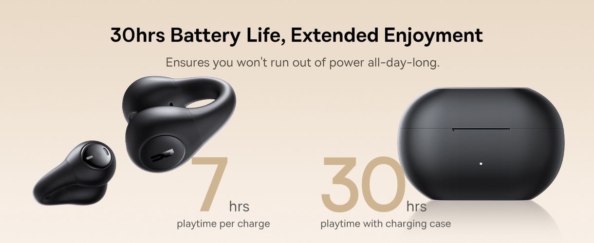 Открытые беспроводные наушники True Wireless Bluetooth 5.4 Earphones Bass 15 Clip с зарядным кейсом, черный A00079500113-00 6932172674335