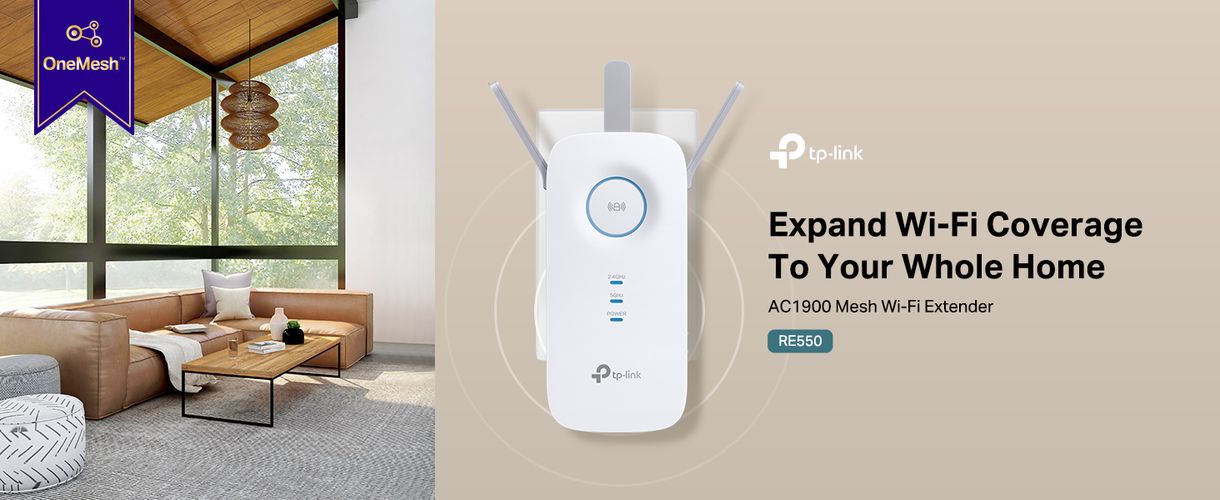 Wi-Fi kartotuvas 2.4GHz 600Mb/s + 5GHz 1300Mb/s su RJ45 Gigabit lizdu RE550 6935364072469