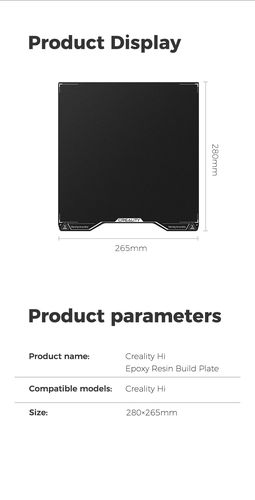 Creality Hi Epoxy Resin Build Plate 260x260mm magnetic (without magnet included) CRE-4004090139 6977905741519