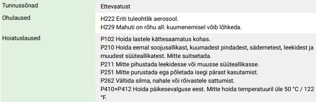 Aerosool suitsuandurite testimiseks PRF SMOKE 220ml PRF SMOKE 6417128100125