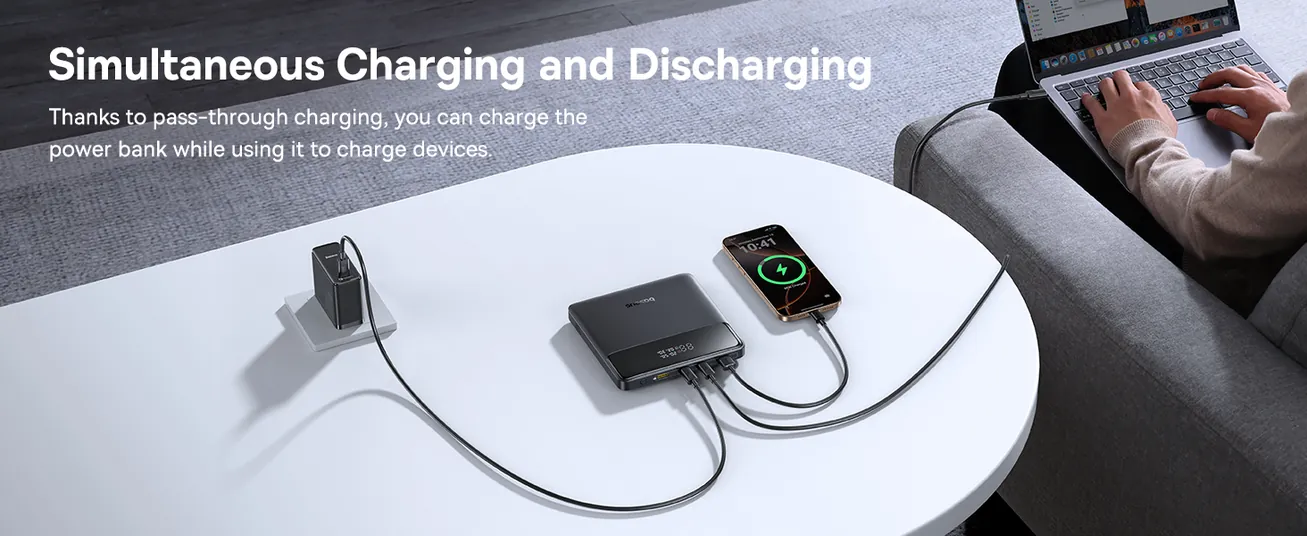 LiPo išorinis akumuliatorius (Powerbank) 20000mAh 100W 2xUSB + 2xUSB C Blade H1, juodas BASEUS P10021604123-00 6932172682446