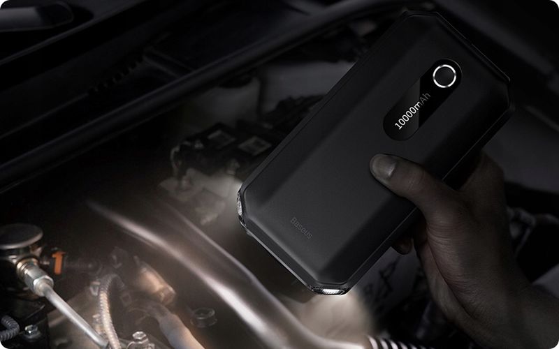 Išorinis akumuliatorius (Powerbank) su automobilio užvedimo funkcija 500A/1000A 10000 mAh 37 Wh, USB + USB-C 5V 2.4A Super Energy BASEUS C00245501113-00 6932172652524