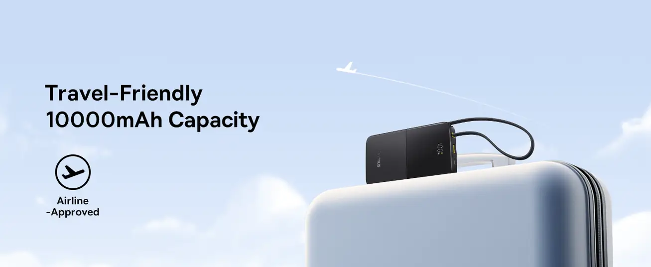 LiPo išorinis akumuliatorius (PowerBank) 10000mAh 22.5W USB + USB-C su integruotu USB-C kabeliu EnerFill Bipow2 juodas BASEUS E0027600 6932172691875