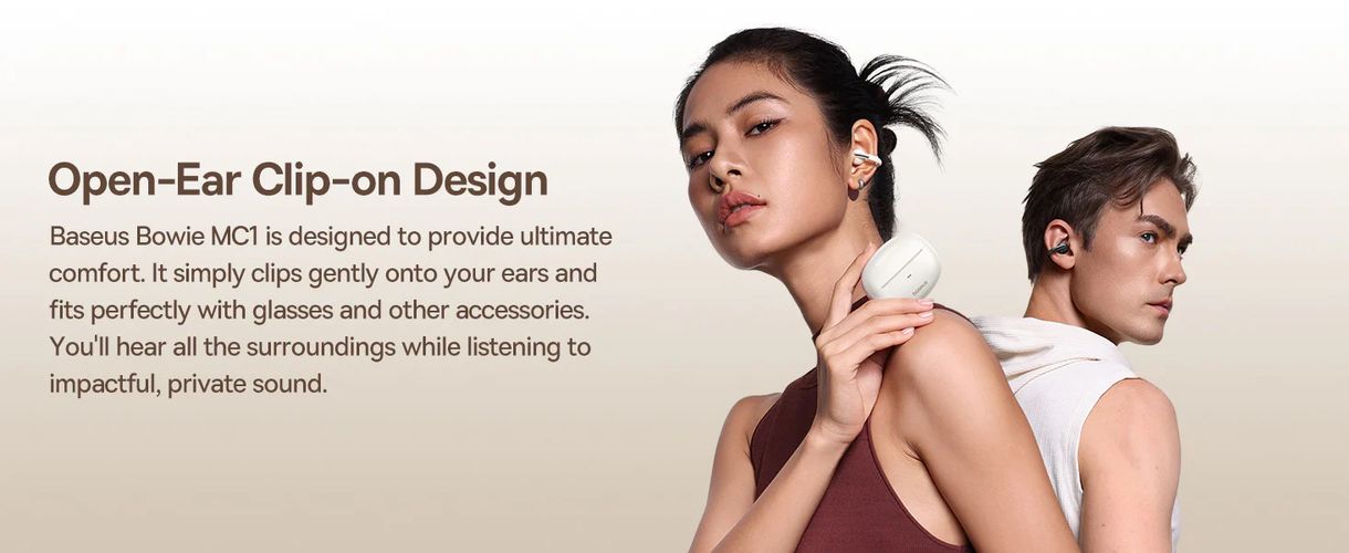 Belaidės Bluetooth 5.4 ausinės Bowie MC1 su įkrovimo dėklu, juodos A00083501126-00 6932172684358