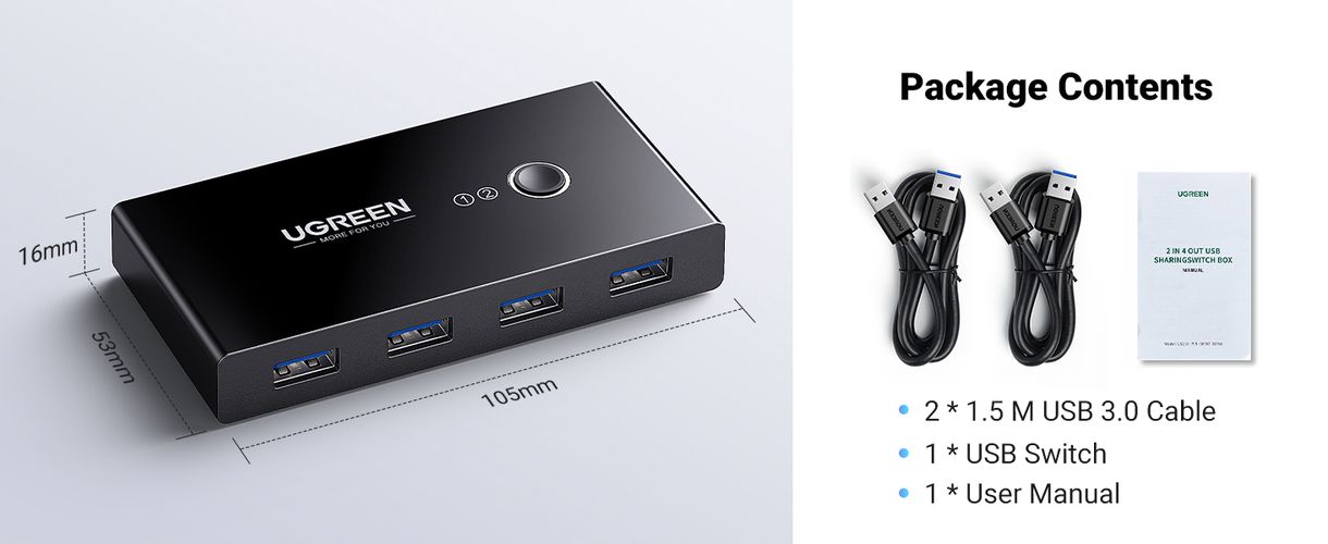 USB 3.0 Switch Box (2 In 4 Out) UGREEN/30768 6957303837687
