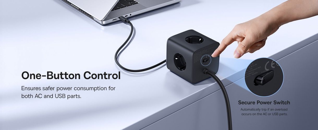 Baseus EnerFill FA11 Cube Power Strip 3AC+1U+1C 67W 1.5m EU Cosmic Black E00082100123-00 6932172687526