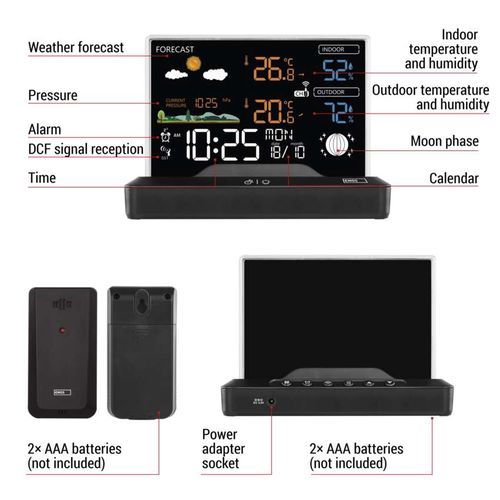 Wireless Digital Weather Station with Outdoor Sensor, Black E8620 8592920136188