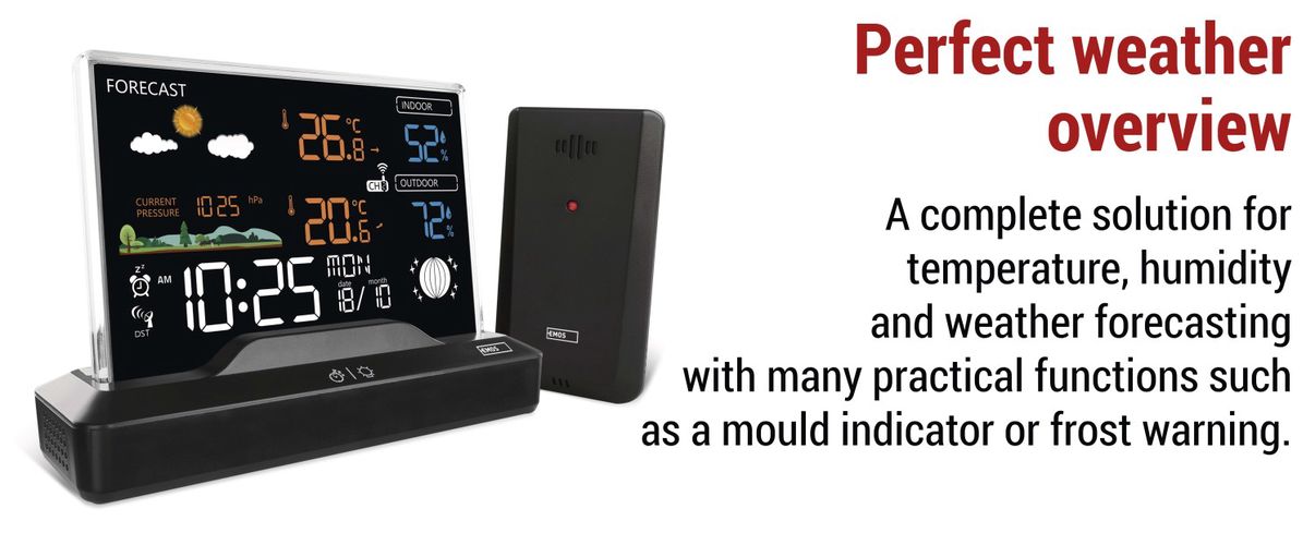 Беспроводная цифровая метеостанция с наружным датчиком, черный E8620 8592920136188