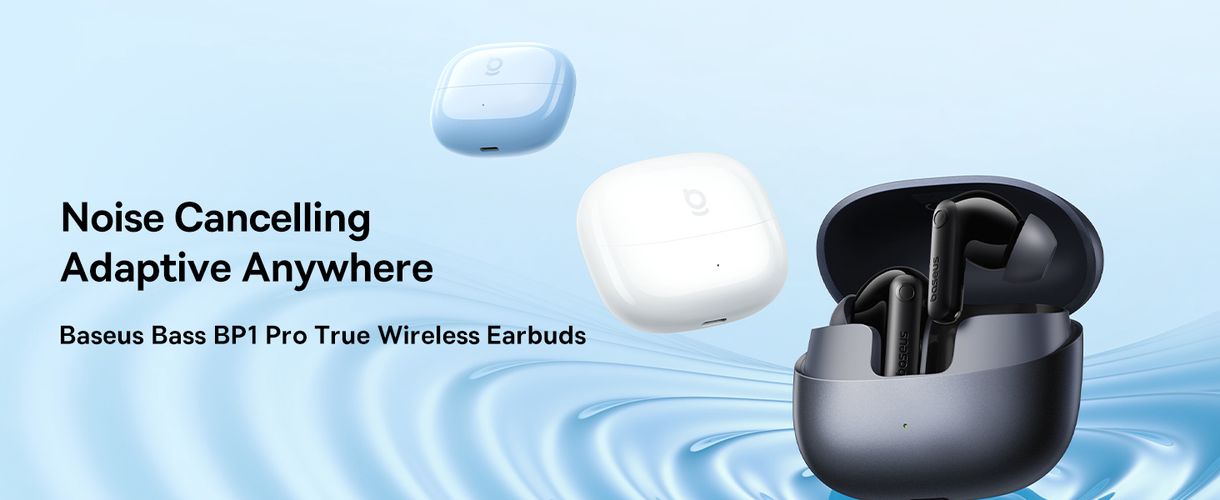 Belaidės Bluetooth 6.0 ausinės Bass BP1 Pro su triukšmo slopinimu ir įkrovimo dėklu, juodos A0010504 6932172694982