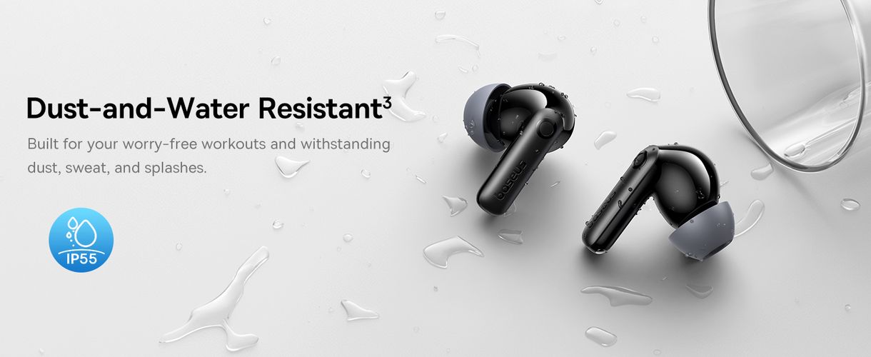 Belaidės Bluetooth 6.0 ausinės Bass BP1 Pro su triukšmo slopinimu ir įkrovimo dėklu, juodos A0010504 6932172694982