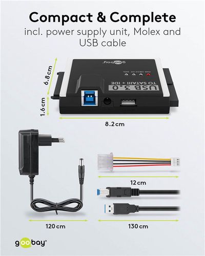 Адаптер USB 3.0 для жестких дисков IDE и SATA 2,5/3,5" 72013 4040849720130