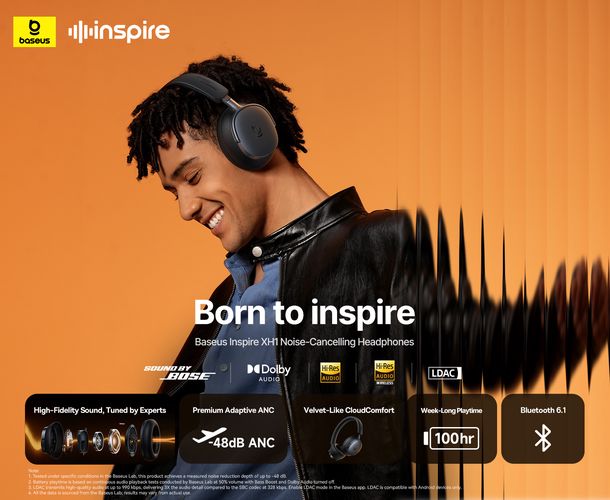 Juhtmevabad Bluetooth 6.1 Inspire XH1 mürasummutusega kõrvaklapid, mustad A00085701123-00 6932172693039