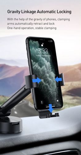 Automobilinis laikiklis 4.7-6.5" ekranų telefonams su siurbtuku, juodas SUYL-JY01 6953156220966