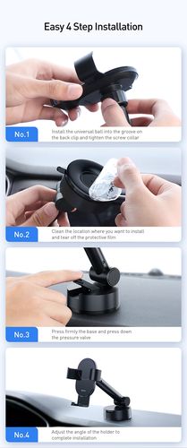 Automobilinis laikiklis 4.7-6.5" ekranų telefonams su siurbtuku, juodas SUYL-JY01 6953156220966