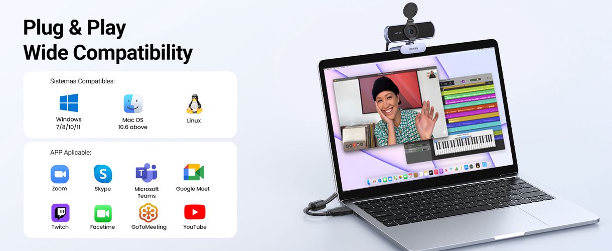 Webkamera USB FHD 2K@30FPS ar dubulto trokšņu slāpēšanas mikrofonu, privātuma pārsegs UGREEN/25442 6941876224425