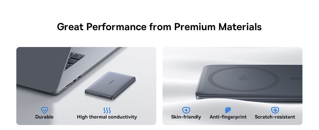 LiPo PowerBank 10000mAh 27W wireless QI2 charger, with magnet Magsafe Titanium Ultra-slim PicoGo AM41BASEUS E0027203 6932172691684