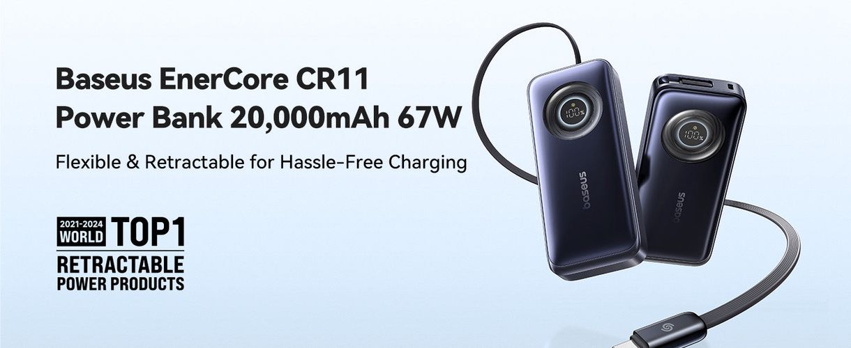 LiPo PowerBank 20000mAh 67W с выдвижным кабелем EnerCore CR11 BASEUS E0027H00 6932172691929